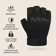 Luva Meio Dedo Tática Anti-Impacto: Proteção e Conforto para Moto, Bike e Esportes - imagem 3