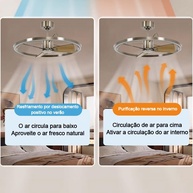 Ventilador de Teto com Luz LED 70cm | 6 Velocidades, 3 Cores, Controle Remoto, Motor DC Silencioso - imagem 5
