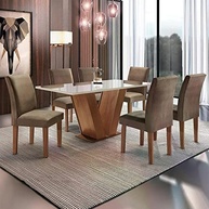 Conjunto Sala de Jantar com Mesa de Vidro e 6 Cadeiras - Design Moderno Espanha Espresso Móveis - imagem 2