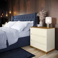 Mini Cômoda Criado Mudo Mesa de Cabeceira com 3 Gavetas em Madeira Off White | Design Moderno e Funcional - imagem 3