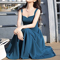 Vestido Casual Lovito com Estrutura Lisa para Mulheres - imagem 2