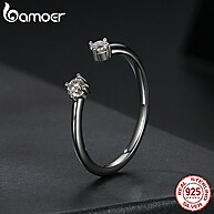 Anel Bamoer 925 com Moissanita – Elegância em Prata para Mulheres - imagem 2