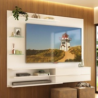 Painel para TV até 65" com 1 Porta e Prateleiras Multimóveis MP1064 - Design Moderno em Branco - imagem 1