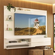 Painel para TV até 65" com 1 Porta e Prateleiras Multimóveis MP1064 - Design Moderno em Branco - imagem 2