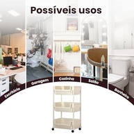 Carrinho Organizador Multiuso 3 Prateleiras com Rodinhas - Branco | Solução Inteligente para Cozinha, Banheiro e Salão - imagem 5