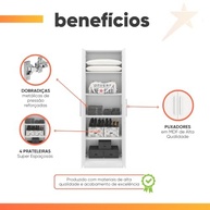 Armário Multiuso Organizador 4 Prateleiras Belem Branco - Solução Inteligente para Escritório e Lavanderia - imagem 4