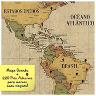 Pôster Mapa-Múndi Vintage A1 (84x59cm) com 220 Pins Adesivos para Marcar Viagens - imagem 3