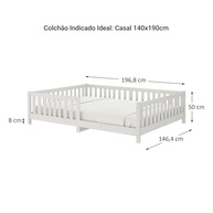 Cama Montessoriana Infantil Eva - Grade de Proteção, Madeira Natural, Design Moderno - imagem 3