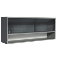 Armário Aéreo 2 Portas de Correr de Vidro Neutral e 1 Nicho Cinza - Modernize seu Ambiente com Estilo e Funcionalidade - imagem 1