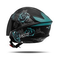 Capacete Aberto New Liberty 3 Flowers Azul Fosco - Segurança e Estilo para Você! - imagem 4