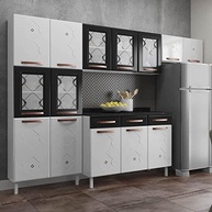 Cozinha Completa Mirage New 14 Portas 2 Gavetas 5 Vidros Telasul Preto - Design Moderno e Resistente - imagem 2