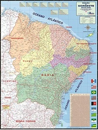 Mapa Político do Nordeste Brasileiro 89x117cm - Detalhado e Colorido - imagem 2