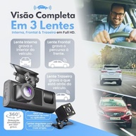 Câmera Veicular 3 Lentes 360° Full HD 1080p: Segurança e Visão Noturna Completa - imagem 4