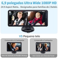 Câmera Dupla para Bebê no Carro 1080P HD com Tela 6.9" e Visão Noturna - imagem 4