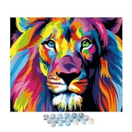 Kit de Pintura por Números Leão Colorido - Tela 30x40cm com Tintas Acrílicas e Pincéis - imagem 2