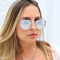 Óculos Hexagonal Prata: Estilo e Proteção UV400 - imagem 1