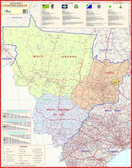 Mapa Político Região Centro-Oeste do Brasil Gigante 89x117cm - Completo e Durável - imagem 1