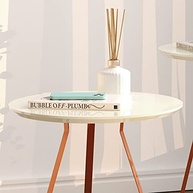 Mesinha Lateral Redonda Sofia em Off White com Pés de Ferro Cobre - Decore com Estilo e Funcionalidade - imagem 5