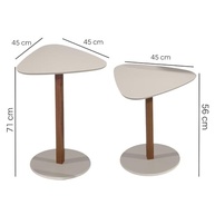Kit Mesas Laterais Triangulares em MDF Off White - Design Orgânico Moderno para Sala e Escritório - imagem 2
