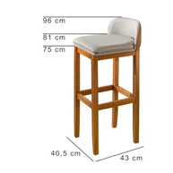 Kit 2 Banquetas Onix em Madeira Maciça com Estofado em Linho e Detalhes em Corino - imagem 3