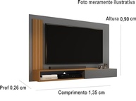 Painel TV Até 55" Moderno com Prateleira e Porta - Design Sofisticado Onix/Nature - imagem 2