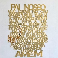 Letreiro Decorativo Oração Pai Nosso em Acrílico Dourado Espelhado - 38x50cm para Decoração de Parede - imagem 2