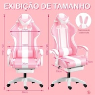 Cadeira Gamer Rosa com Orelhas de Coelho - Conforto Ergonômico e Design Fofinho para Jovens e Gamers - imagem 3