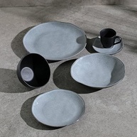 Conjunto de Pratos de Sobremesa Porto Brasil 6 Peças - Design Orgânico Concreto 19,5cm - imagem 4