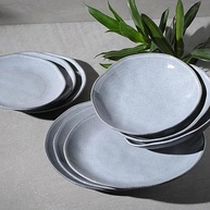 Conjunto de Pratos de Sobremesa Porto Brasil 6 Peças - Design Orgânico Concreto 19,5cm - imagem 3