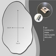 Kit 3 Espelhos Decorativos Orgânicos com Moldura em Couro Preto – Estilo Rústico Elegante para Sala, Quarto e Hall - imagem 3