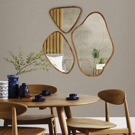 Conjunto de 3 Espelhos Orgânicos em Madeira | Decoração Moderna para Sala, Quarto e Banheiro - imagem 1