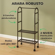Arara com Sapateira Robusta 360° - Organização Moderna com Rodinhas e 2 Prateleiras - imagem 4