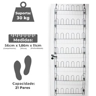 Sapateira de Porta ou Parede em Aço 21 Pares - 42 Divisórias | Organização Inteligente e Durabilidade - imagem 3