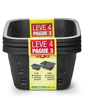 Conjunto com 4 Cestos Plástico Organizador Pequeno 1,4L - Cor Preta | Linha Log - imagem 4