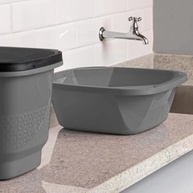 Kit Lavanderia Multiuso Uz - Balde 12L + Bacia 8,5L + Cesto Organizador Cinza - imagem 5
