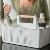 Organizador Multiuso 8L Flow com Alça em Bambu - Branco - imagem 3