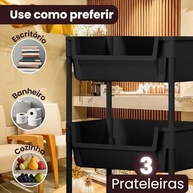 Carrinho Organizador Multiuso 3 Prateleiras com Rodinhas - Solução Inteligente para Cozinha, Banheiro e Salão - imagem 5