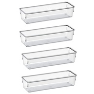 Acrimet Organizador Modular para Gavetas e Armários - 4 Potes Retangulares Grandes em Plástico Transparente - imagem 1