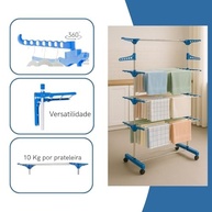 Varal de Chão Retrátil 3 Andares com Rodinhas - Organizador Compacto para Roupas Íntimas e Apartamentos - imagem 5