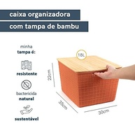 Oikos - Caixa Organizadora 18L com Tampa de Bambu Terracota - Organize com Estilo e Praticidade - imagem 3