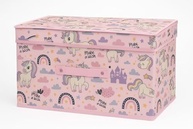 Caixa Organizadora Infantil com Tampa - Estampa Unicórnios Rosa, Dobrável para Brinquedos e Acessórios - imagem 2