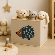 Caixa Organizadora Infantil com Tampa - Brinquedos em Formato de Animais - Linho Resistente e Seguro - imagem 1