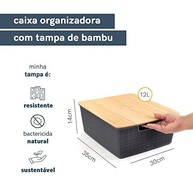 Caixa Organizadora com Tampa de Bambu 12L - OIKOS | Design Natural e Moderno - imagem 4