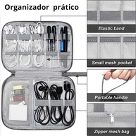 Bolsa Organizadora Portátil para Cabos e Acessórios Eletrônicos | Estojo Multifuncional de Viagem Loja Estliny (Preto) - imagem 5