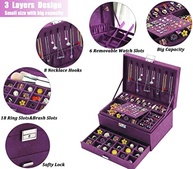 Caixa Organizadora de Joias em Veludo Roxo com Fechadura - Organize com Estilo e Segurança - imagem 5
