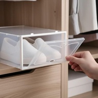 Kit 6 Caixas Organizadoras Transparentes Empilháveis para Sapatos - Ideal para Closet e Armário - imagem 4