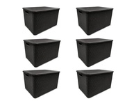 Kit com 6 Caixas Organizadoras Rattan 7L com Tampa Preta - Multiuso e Decorativa - imagem 2