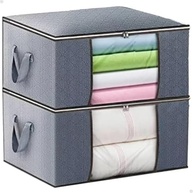 Kit com 2 Sacos Organizadores Porta Tudo para Guarda-Roupa em TNT Reforçado com Zíper e Visor - Cinza Premium - imagem 2