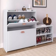 Sapateira com Banco Moderna 2 Gavetas Basculantes - Organize até 18 Pares de Sapatos com Estilo - imagem 5