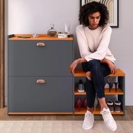 Sapateira Moderna com Banco e 2 Gavetas Basculantes - Organize até 18 Pares com Estilo - imagem 4
